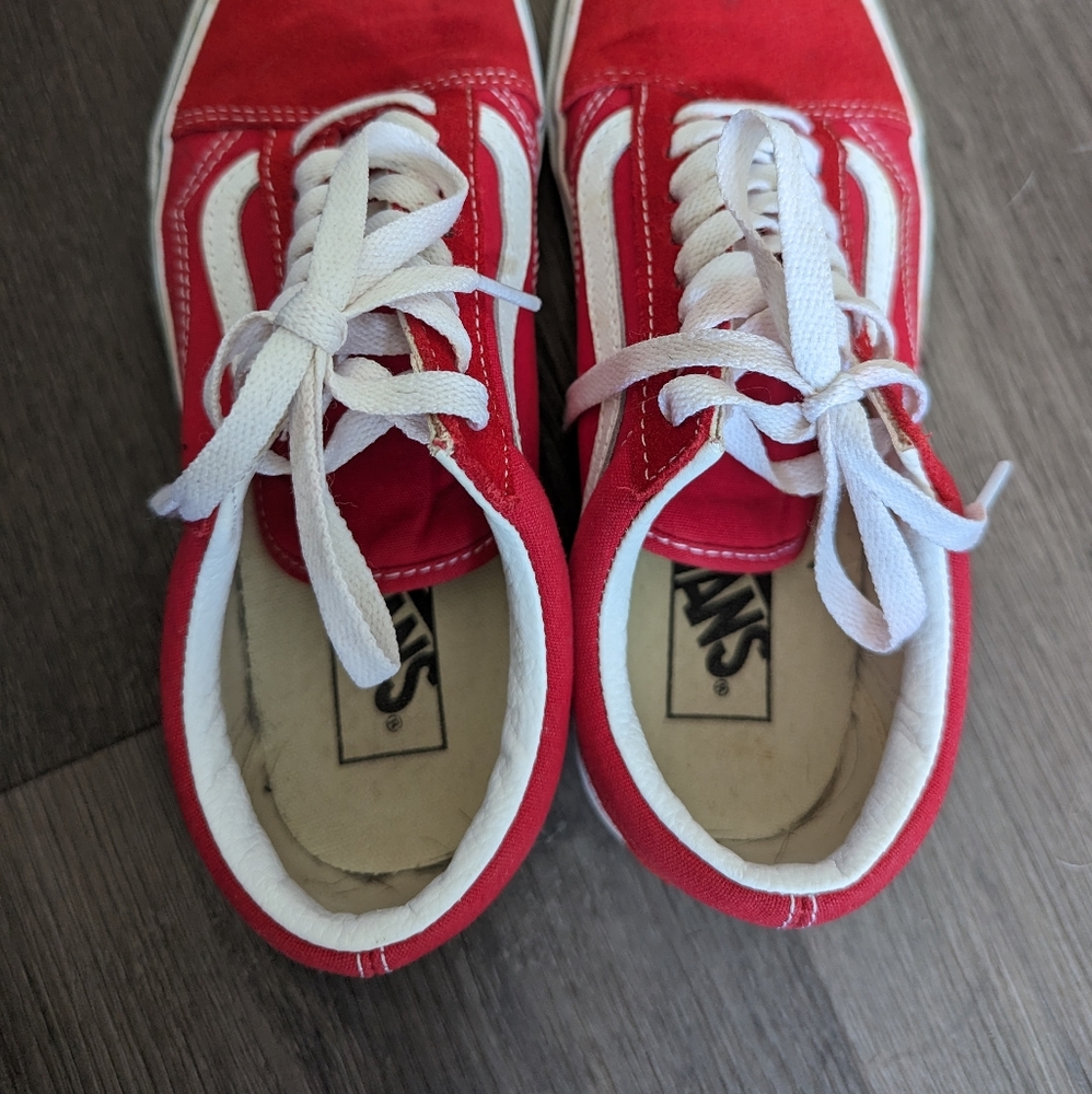 Vans Old Skool Skate Red Sneakers Size 8 - Picture 4 of 5